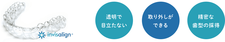 透明で目立たない・取り外しができる・精密な歯型の採得